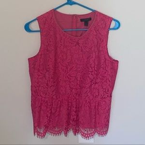 J. Crew Lace Peplum Top Magenta Pink Sz 6 NWT